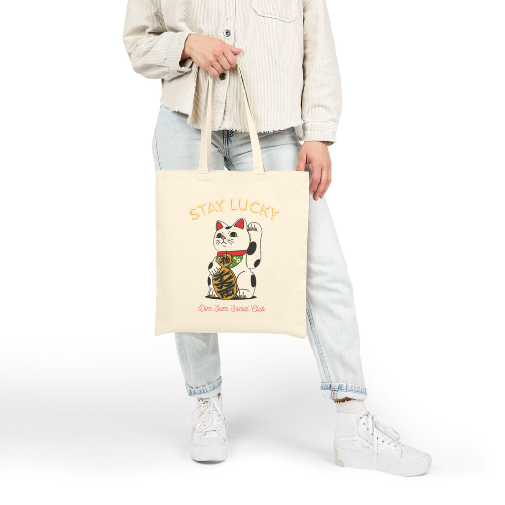 Chinese New Year Lucky Cat Canvas Tote| Lunar New Year Reusable Bag