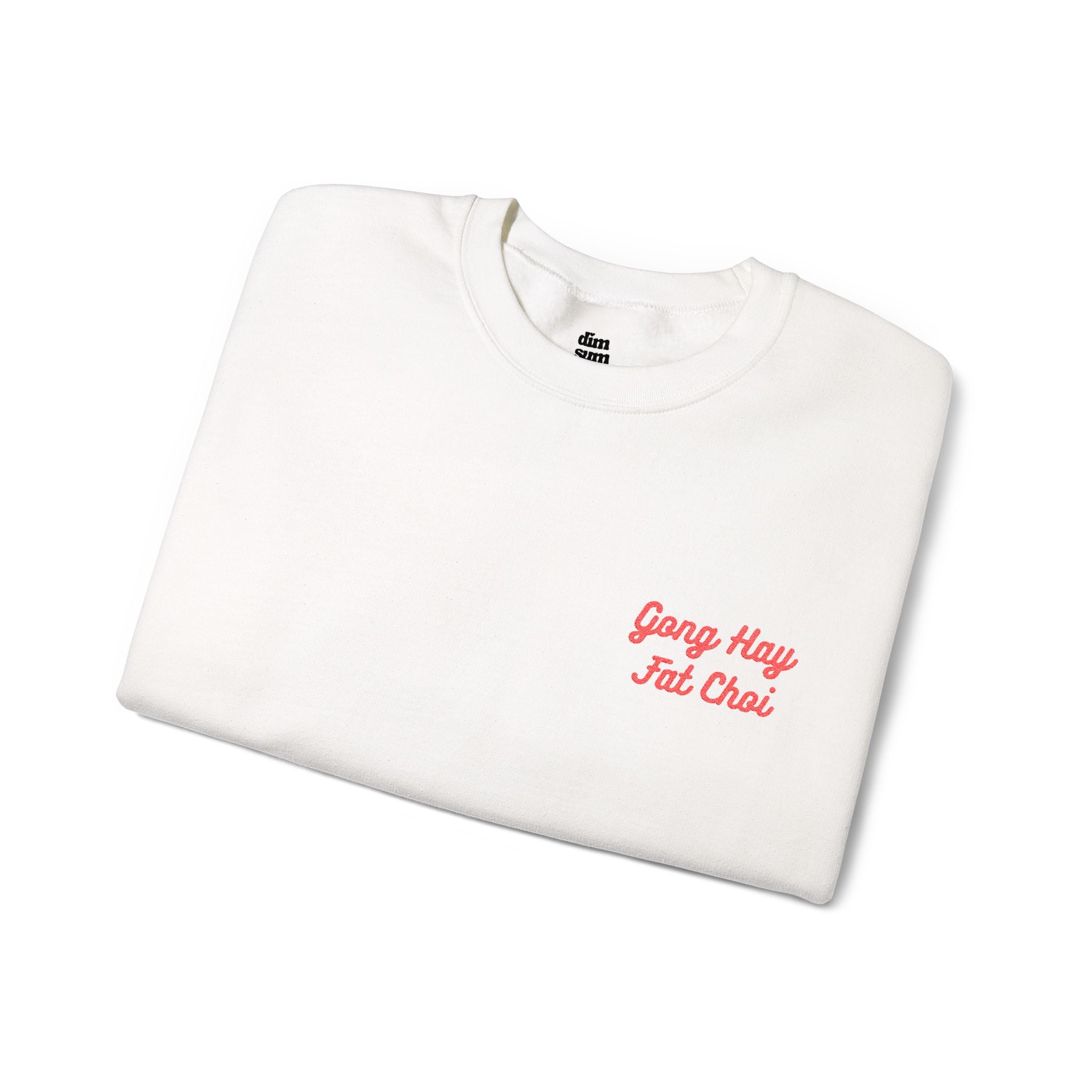 Chinese New Year White Gong Hay Fat Choi Embroidered Sweatshirt