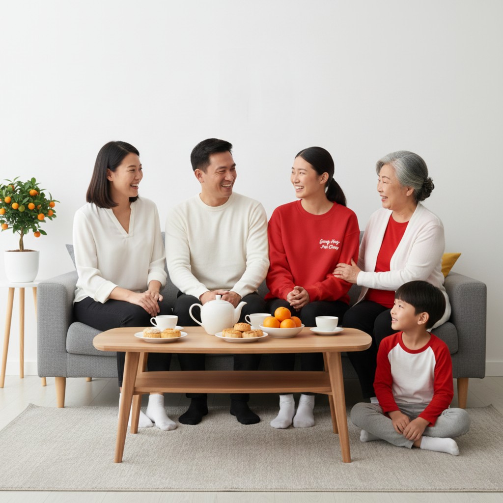 Chinese New Year Red Gong Hay Fat Choi Embroidered Sweatshirt