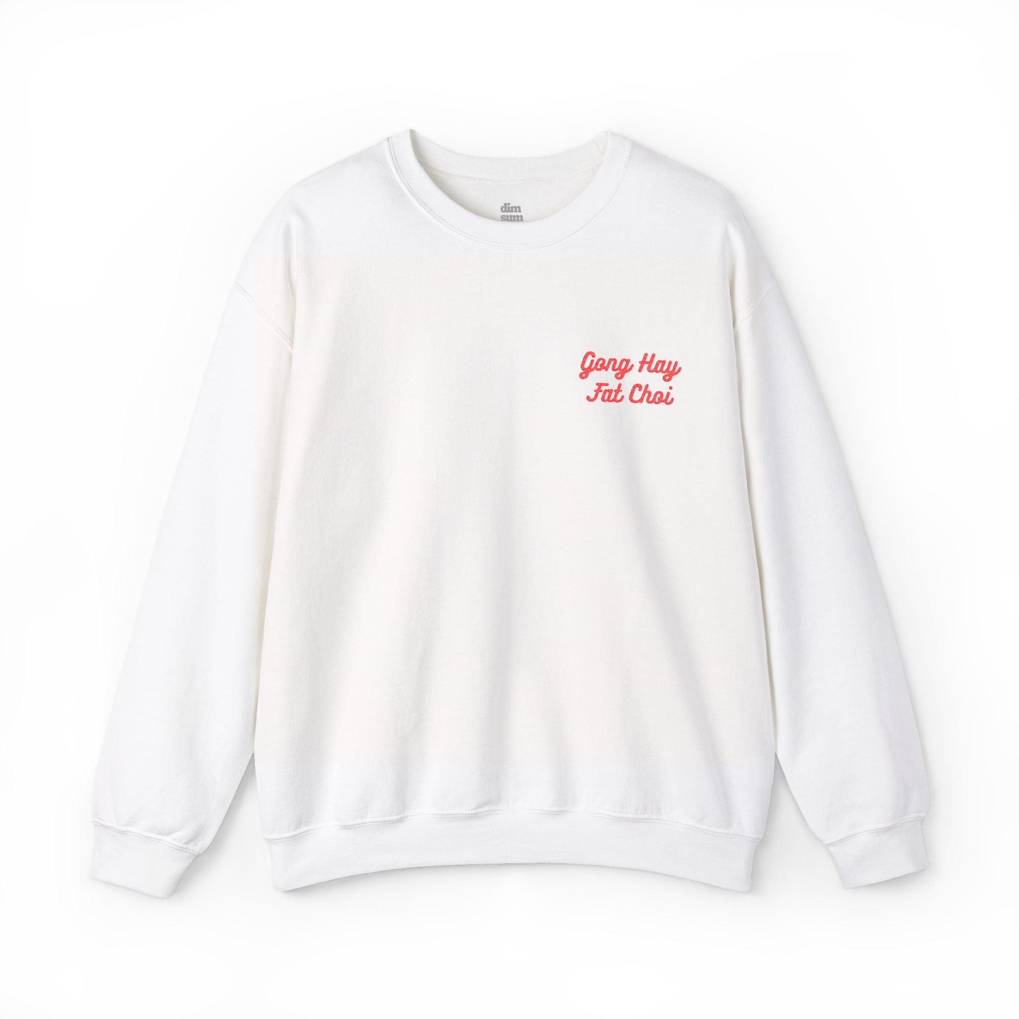 Chinese New Year White Gong Hay Fat Choi Embroidered Sweatshirt