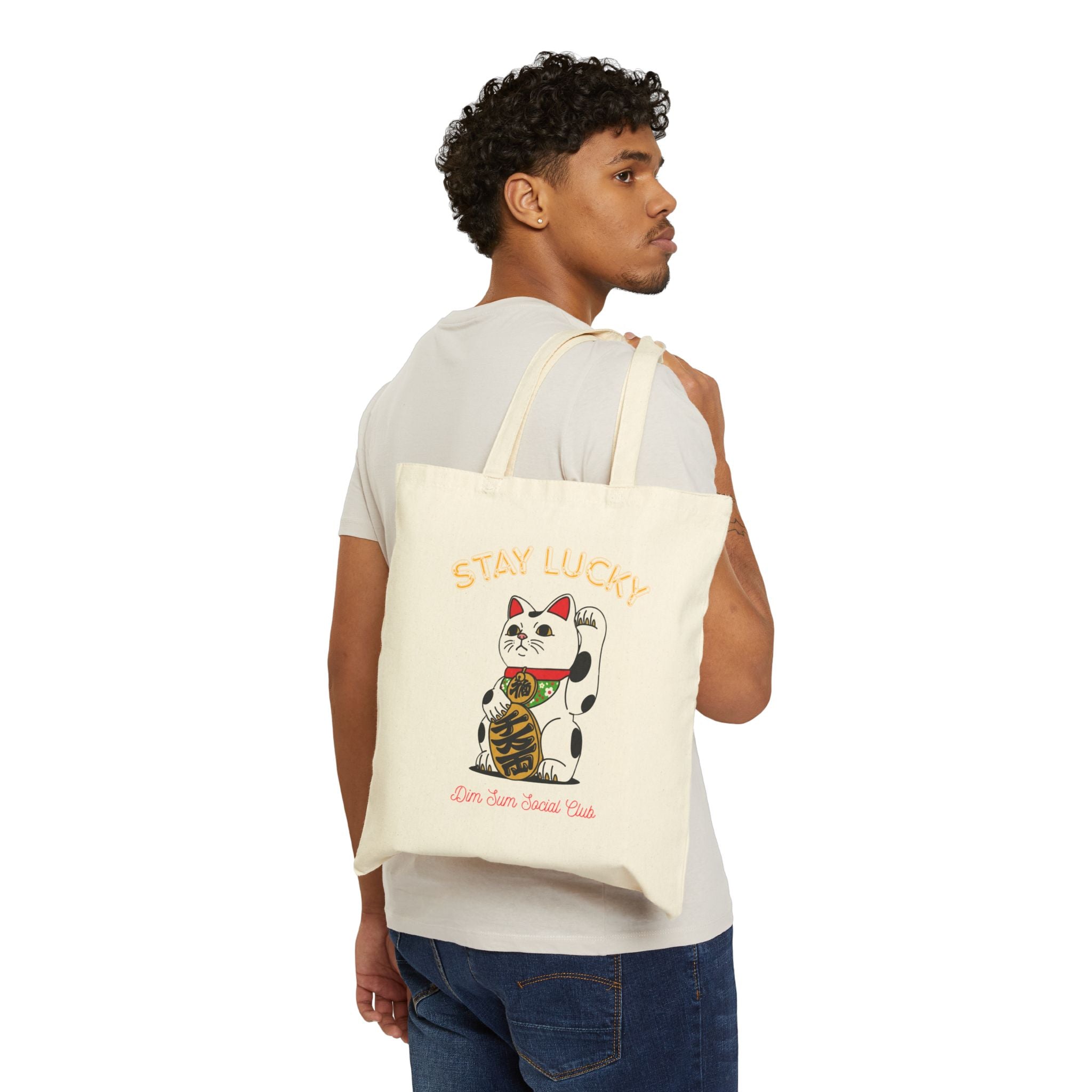 Chinese New Year Lucky Cat Canvas Tote| Lunar New Year Reusable Bag